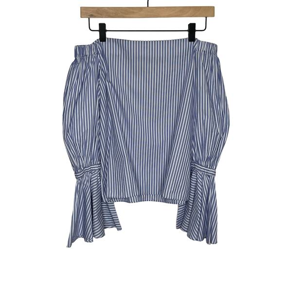 Alexis Womens Juniper Off The Shoulder Bell Sleeve Top XS Blue White Stripe - Picture 2 of 9